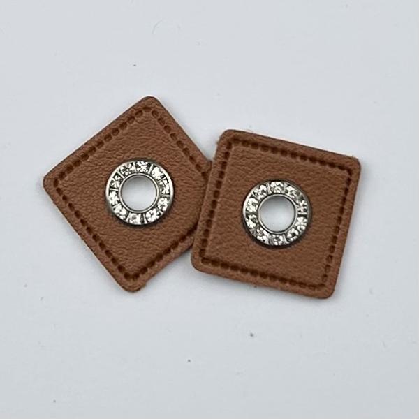 1 Paar Ösenpatch Quadrat glitzer braun 8mm