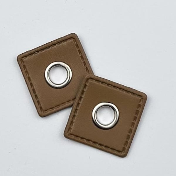 1 Paar Ösenpatch Quadrat hellbraun 8mm