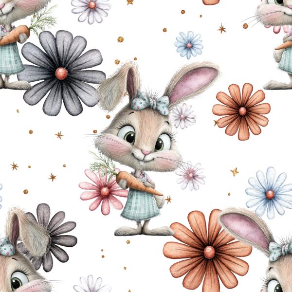 Allover Challenge - Hase und Blumen - BIO Jersey