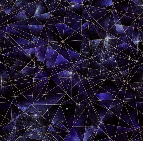 Cosmic - Kristall blau lila - Überbreite BIO French Terry