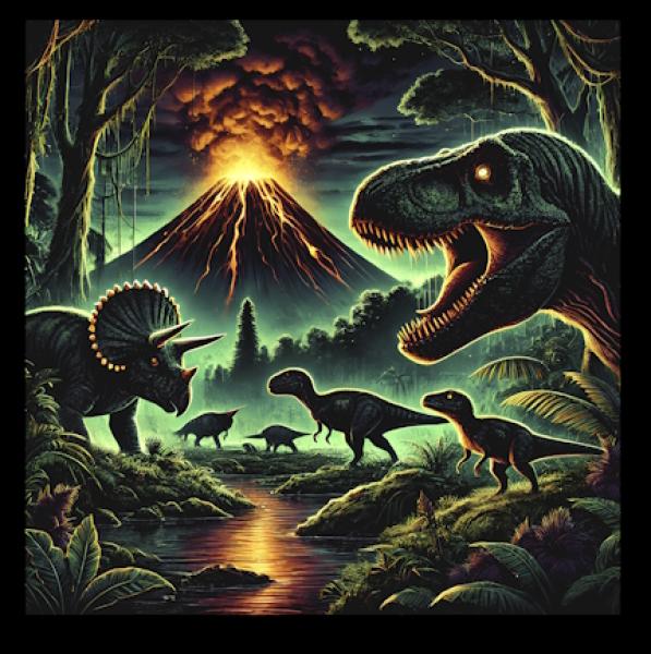 Dinos - Panelbild Dinos mint 70cm - BIO French Terry