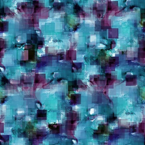 Pixel Grunge blau - Überbreite BIO French Terry