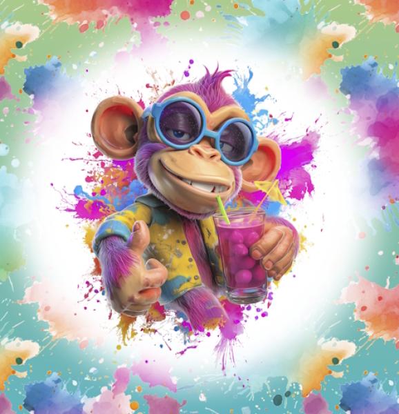 Cool Summer - Panelbild Schimpanse 70cm - BIO Jersey