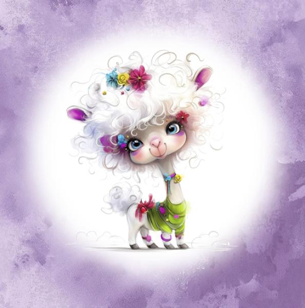 Crazy Animals - Panelbild Alpaka 70cm - BIO Jersey