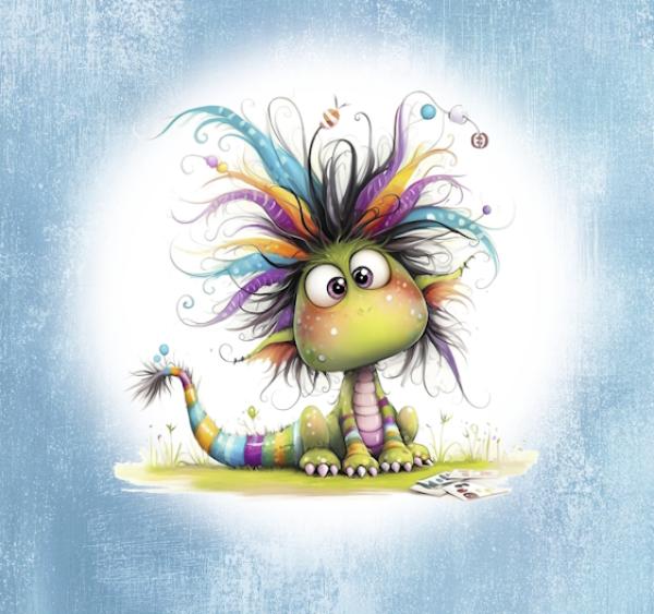 Crazy Animals - Panelbild Drache 70cm - BIO Jersey