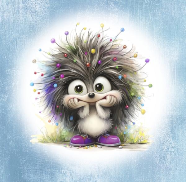 Crazy Animals - Panelbild Igel 70cm - BIO Jersey