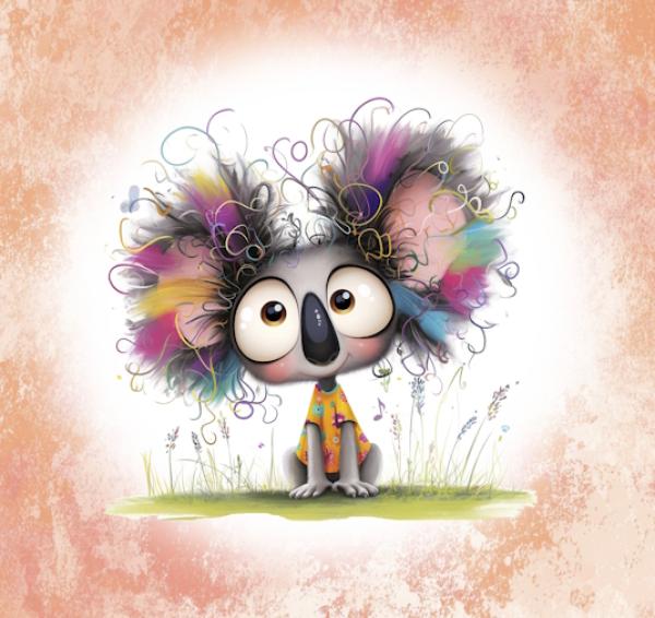 Crazy Animals - Panelbild Koala 70cm - BIO Jersey