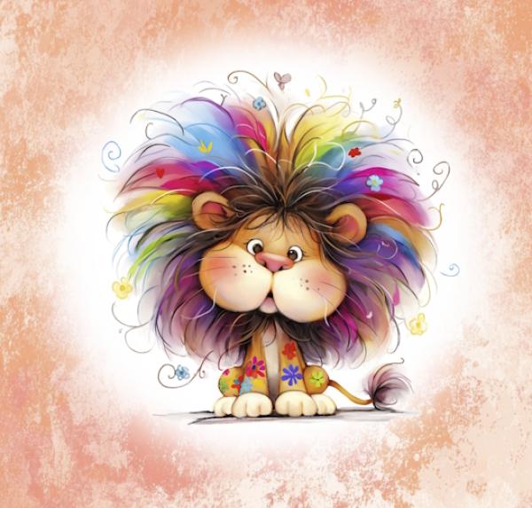 Crazy Animals - Panelbild Löwe 70cm - BIO Jersey