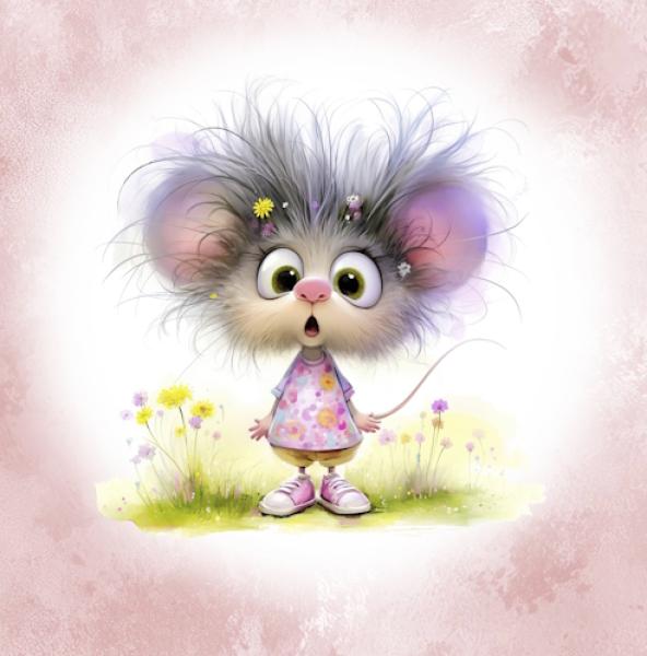 Crazy Animals - Panelbild Maus 70cm - BIO Jersey