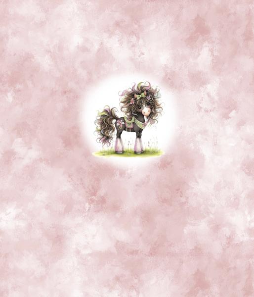 Crazy Animals - Panelbild Pferd rosa 70cm - BIO Jersey