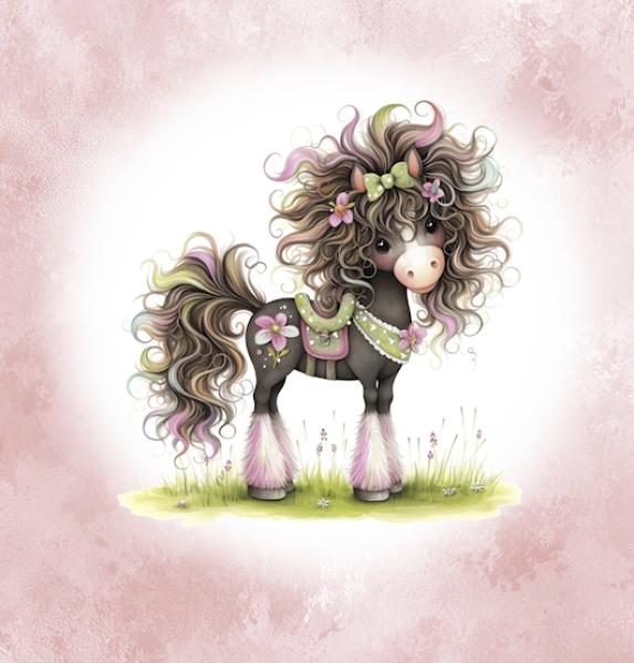 Crazy Animals - Panelbild Pferd rosa 70cm - BIO Jersey