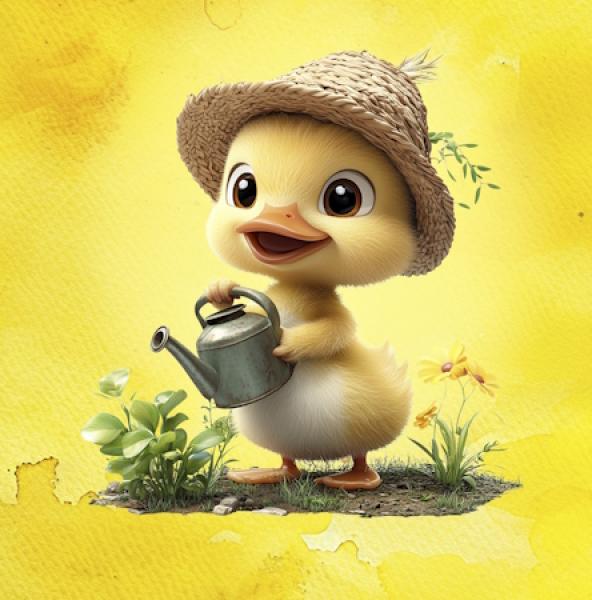 Frühlingserwachen - Panelbild Ente - BIO Jersey