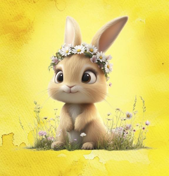 Frühlingserwachen - Panelbild Hase - BIO Jersey