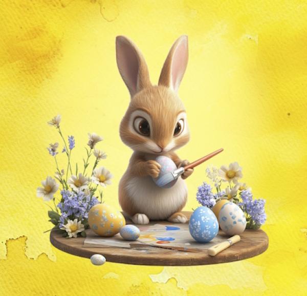 Frühlingserwachen - Panelbild Osterhase - BIO Jersey