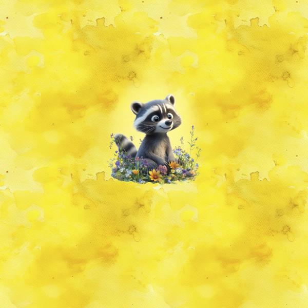 Frühlingserwachen - Panelbild Waschbär - BIO Jersey