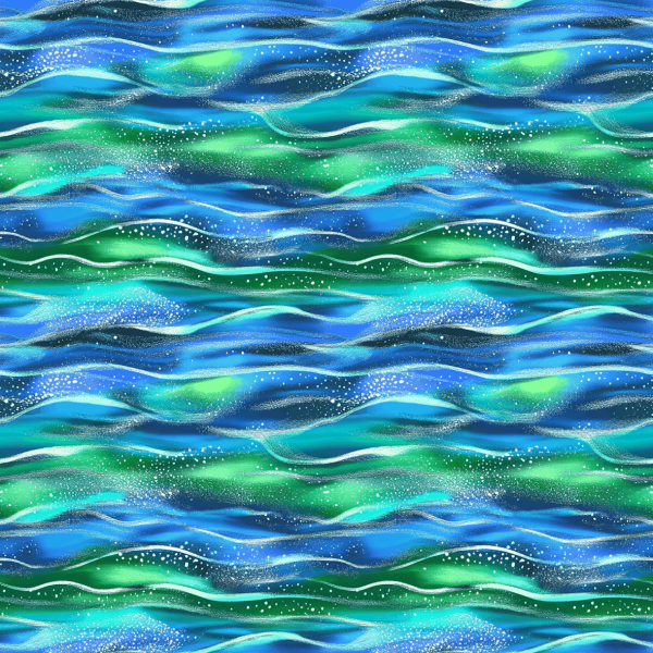 Summer Print - Wasser blau grün - Überbreite BIO Jersey