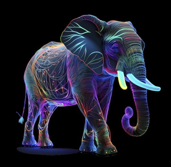 Glow - Panelbild Elefant 70cm - BIO Jersey