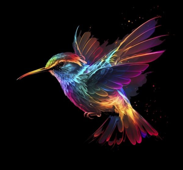 Glow - Panelbild Kolibri 70cm - BIO Jersey