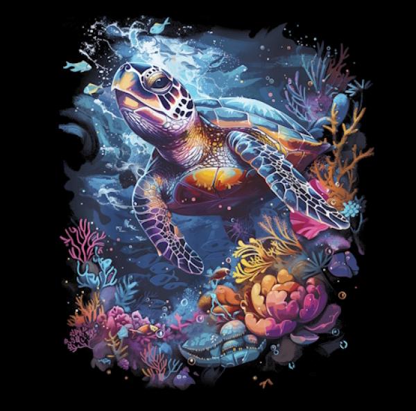 Glow - Panelbild Schildkröte 70cm - BIO Jersey