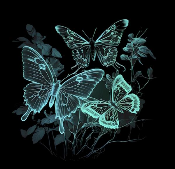 Glow - Panelbild Schmetterlinge 70cm - BIO Jersey