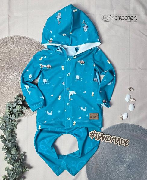 Little Ocean - Allover türkis - Überbreite BIO Jersey