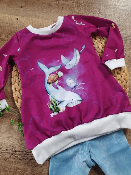 Little Ocean - Panelbild Wal beere 70cm - BIO Jersey