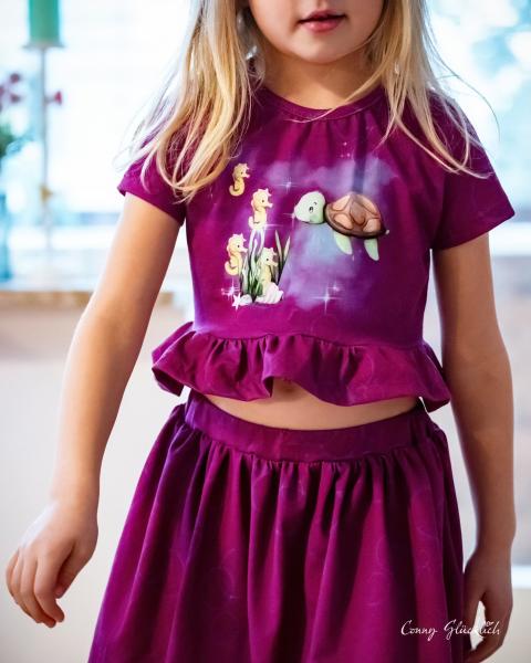 Little Ocean - Panelbild Schildkröte beere 70cm - BIO Jersey