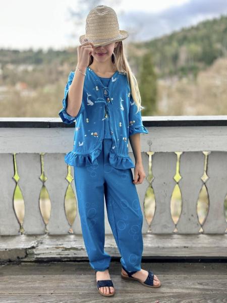 Little Ocean - Allover türkis - Überbreite BIO Jersey