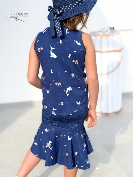 Little Ocean - Allover blau - Überbreite BIO Jersey