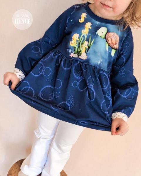 Little Ocean - Panelbild Schildkröte blau 70cm - BIO Jersey