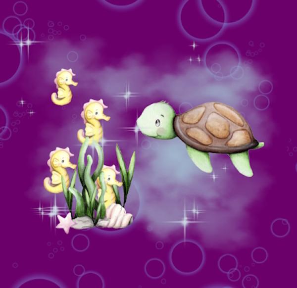 Little Ocean - Panelbild Schildkröte beere 70cm - BIO Jersey