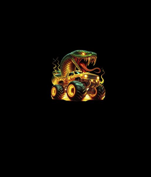 Monstertrucks - Panelbild Schlange schwarz 70cm - BIO Jersey