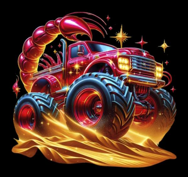 Monstertrucks - Panelbild Skorpion schwarz 70cm - BIO Jersey