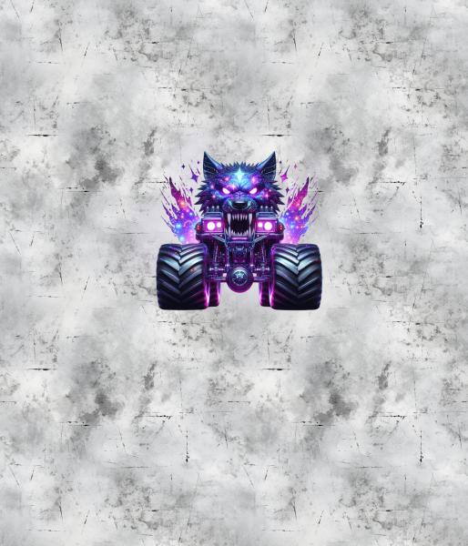 Monstertrucks - Panelbild Wolf grau 70cm - BIO Jersey