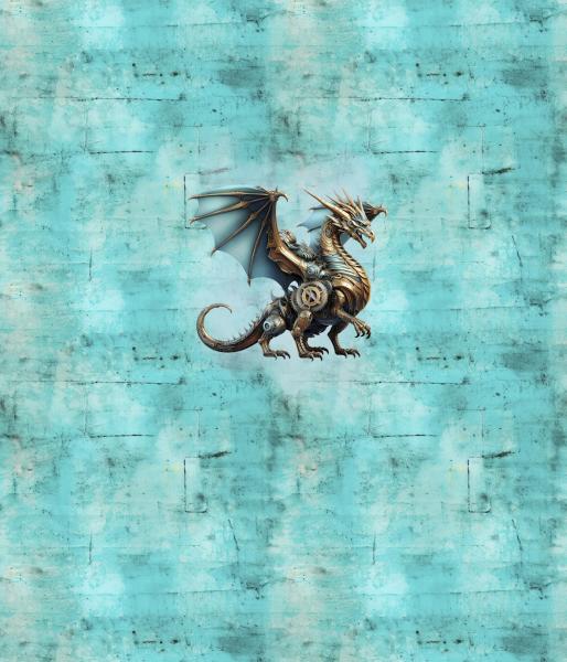 Steampunk - Panelbild Drache 70cm - BIO Jersey