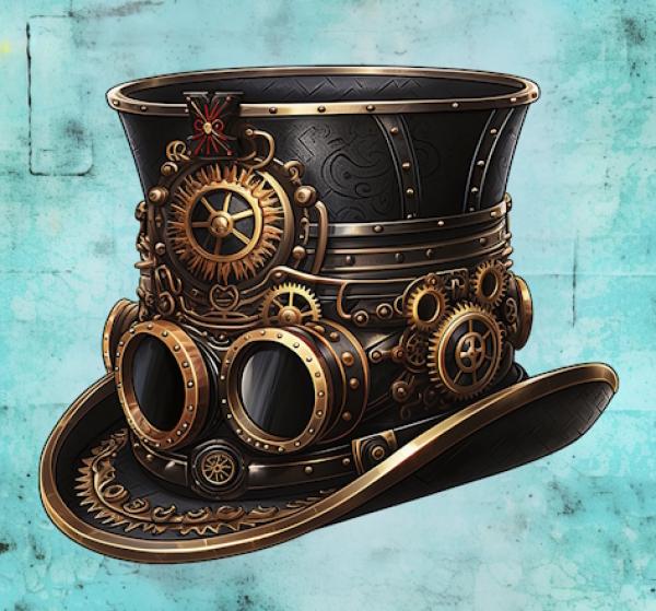 Steampunk - Panelbild Hut 70cm - BIO Jersey
