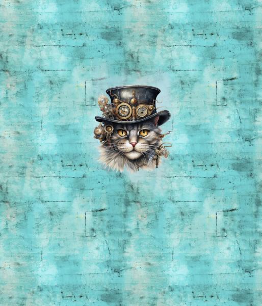 Steampunk - Panelbild Katze 70cm - BIO Jersey