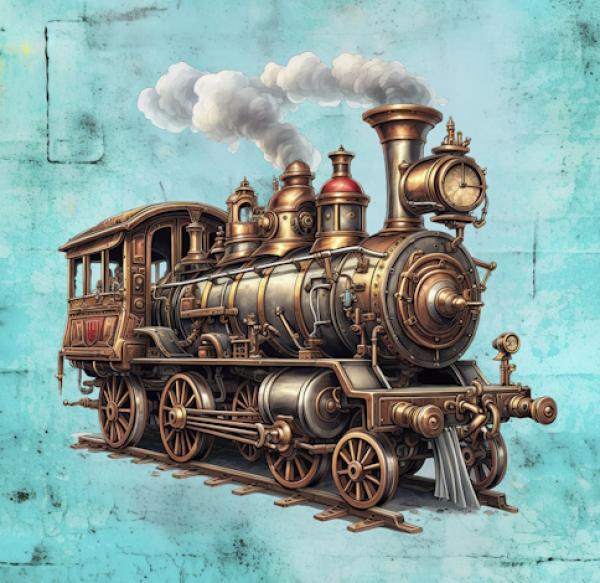 Steampunk - Panelbild Zug 70cm - BIO Jersey
