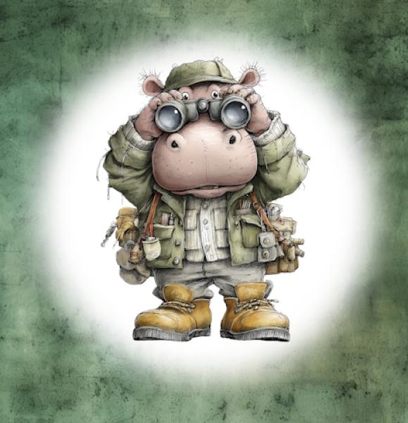 Explorer - Panelbild Nilpferd 70cm - BIO Jersey
