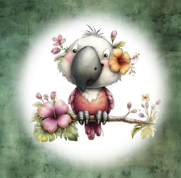Explorer - Panelbild Papagei 70cm - BIO Jersey