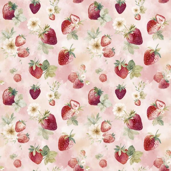 Fruits - Erdbeeren Allover - Überbreite BIO Jersey