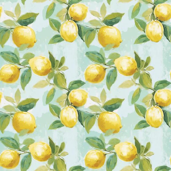 VORBESTELLUNG - Fruits - Allover Zitronen - Überbreite BIO Jersey