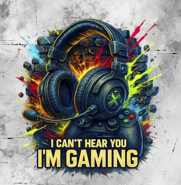 Gaming - Panelbild Can't hear you grau 70cm - BIO Jersey