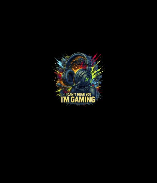 Gaming - Panelbild Can't hear you schwarz 70cm - BIO Jersey