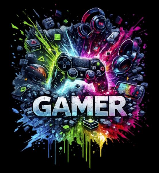 Gaming - Panelbild Gamer schwarz 70cm - BIO Jersey
