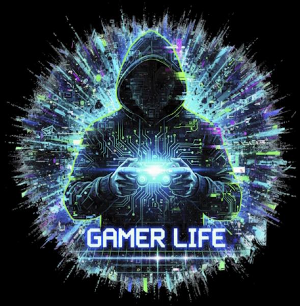 Gaming - Panelbild Gamer Life schwarz 70cm - BIO Jersey