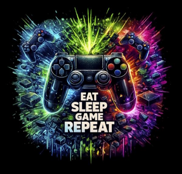 Gaming - Panelbild Repeat schwarz 70cm - BIO Jersey