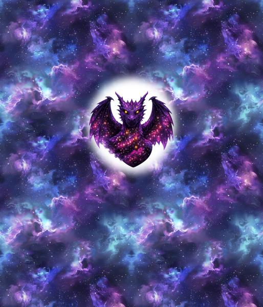 Drachen - Panelbild Drache lila 70cm - BIO French Terry