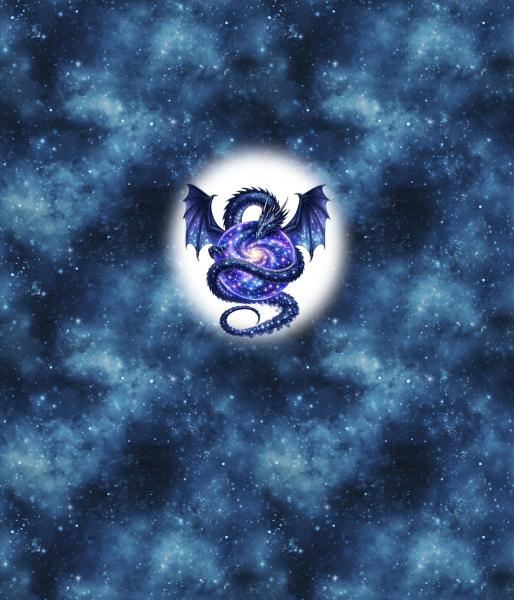 Drachen - Panelbild Galaxie Drache 70cm - BIO French Terry