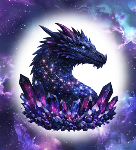 Drachen - Panelbild Kristall Drache Nebula 70cm - BIO French Terry